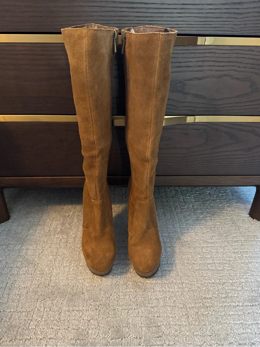 H by Halston Brown Suede Platform Ankle Boots
